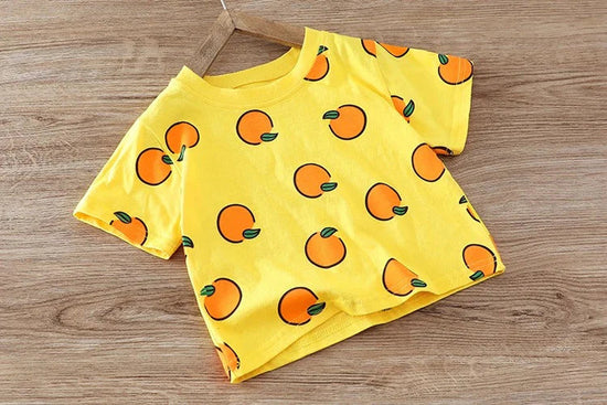 Organic Cotton Yellow Lemon T-Shirt With Denim Dungaree