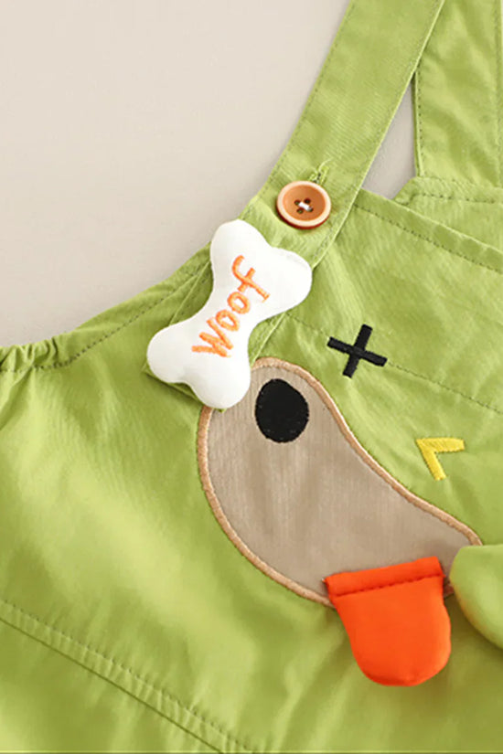 Boys/Girls Stripped Organic Cotton T-Shirt With Green Dungaree Set