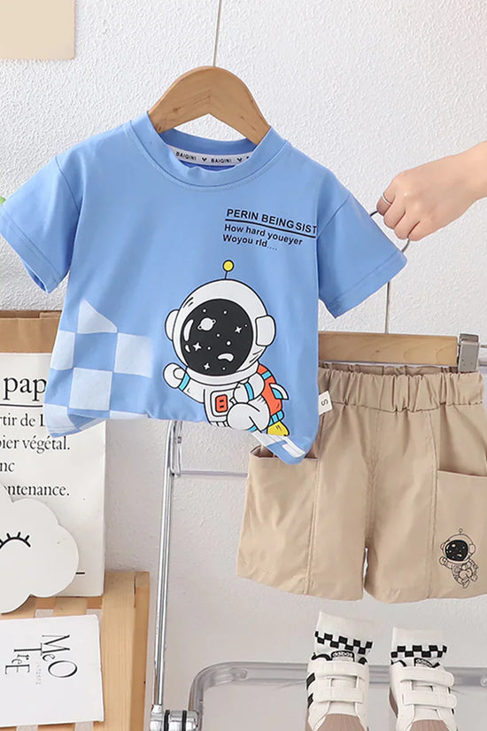 Unisex Organic Cotton Astronaut Blue T-Shirt With Short