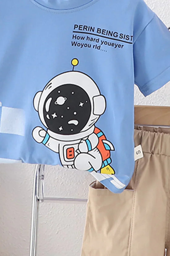 Unisex Organic Cotton Astronaut Blue T-Shirt With Short